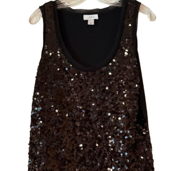 Loft Black Sequined Front Tank - Medium - Picture 2 of 4